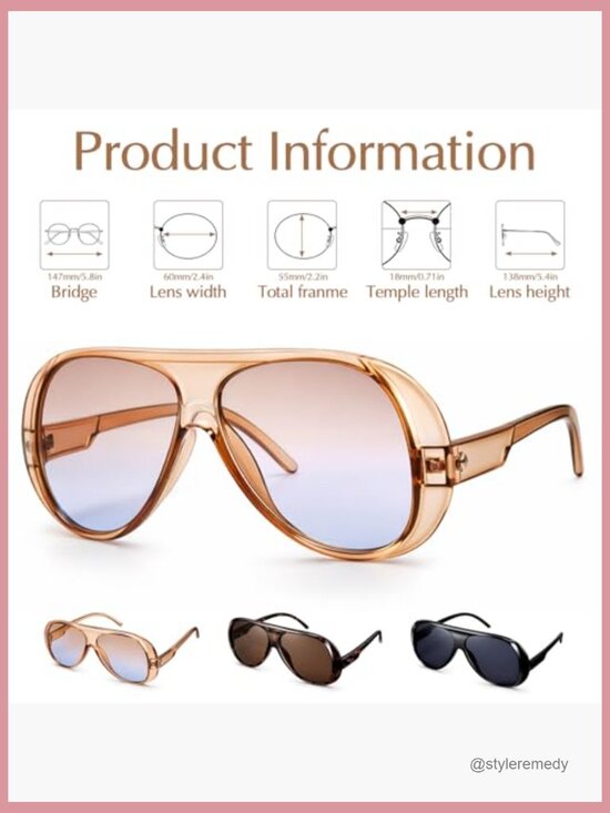 Polycarbonate Frame UV400 Protection Retro Aviator Sunglasses Set main image 5